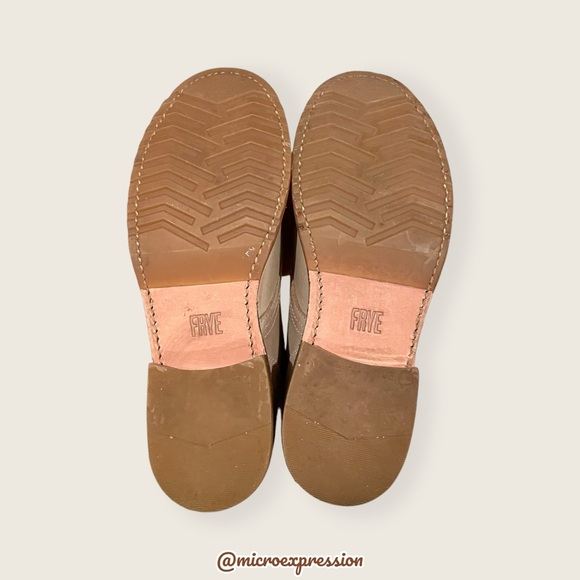 $399 Frye Veronica Combat Tan Cream Distressed Leather Lace Up Vintage Moto Boot - Picture 15 of 16